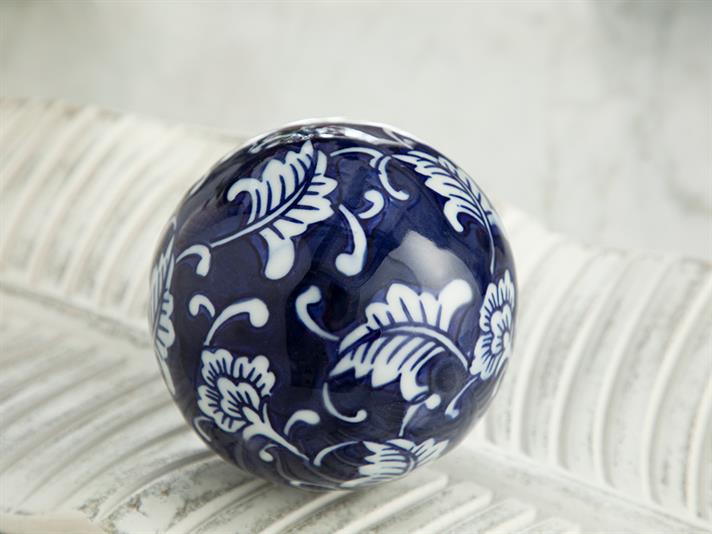 Siena Porcelain Decorative Object 8x8x8 cm Blue - White