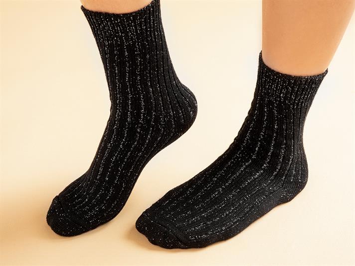 Silver Lining Cotton Women Long Length Sock 36-40 Black
