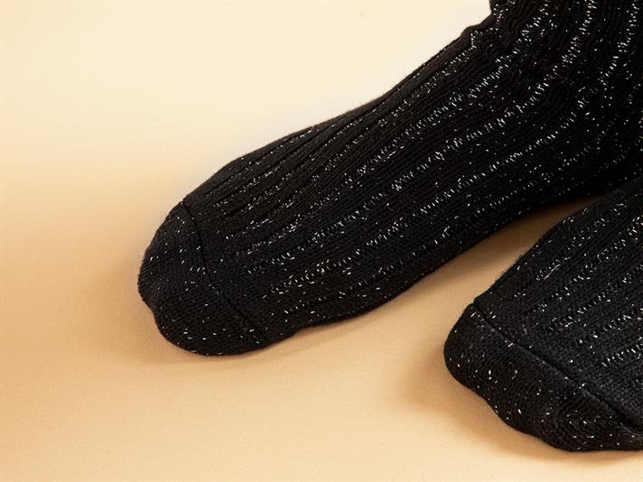 Silver Lining Cotton Women Long Length Sock 36-40 Black