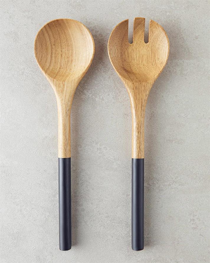 Simple Black Acacia 2 Set Service Set 32 cm Black