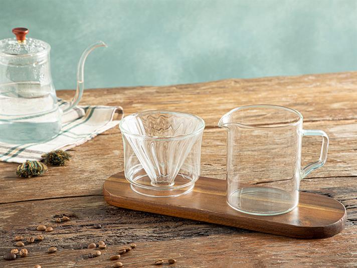 Simple Elegance Borosilicate 3 cups Coffee Pot 400 ml Transparent