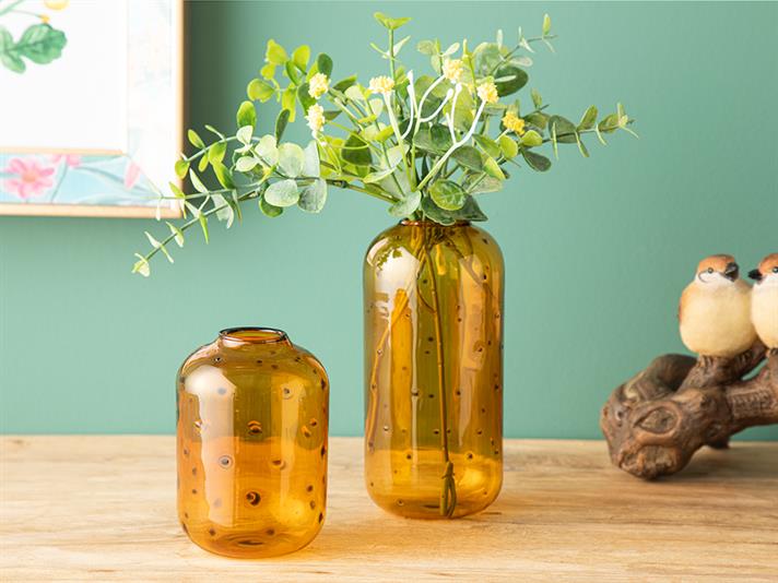 Vază, Glam Dots, sticlă borosilicată, 7x9 cm, arămiu