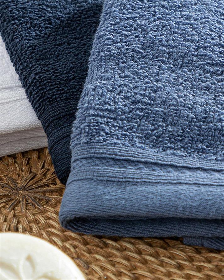 simplu Cu Bumbac Cu 3 Piese Prosop De Mâini 30x30 cm Alb - Bleumarin - Albastru