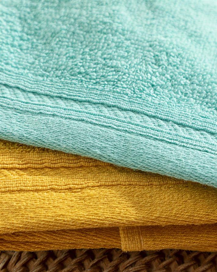 simplu Cu Bumbac Cu 3 Piese Prosop De Mâini 30x30 cm Albastru Deschis-Verde-Galben.