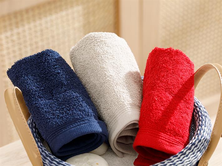 Simplu Cu Fitil 3 Set Set De Prosoape 30*30 Cm Dark Beige - Navy Blind - Roșu