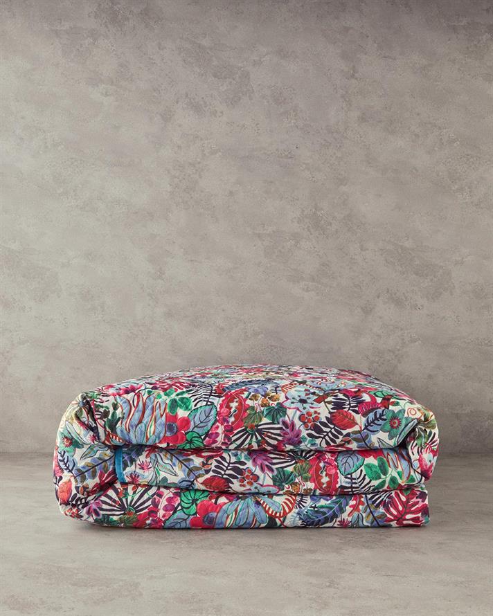 Cuvertura pat reversibila, pentru o persoana, Flower Frenzy, poliester, 160x220 cm, violet