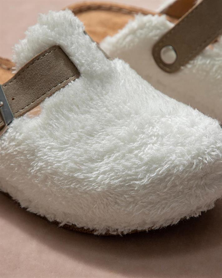 Soft Cozy Papuci De Casă Damă, Lână Sherpa, 39, Crem