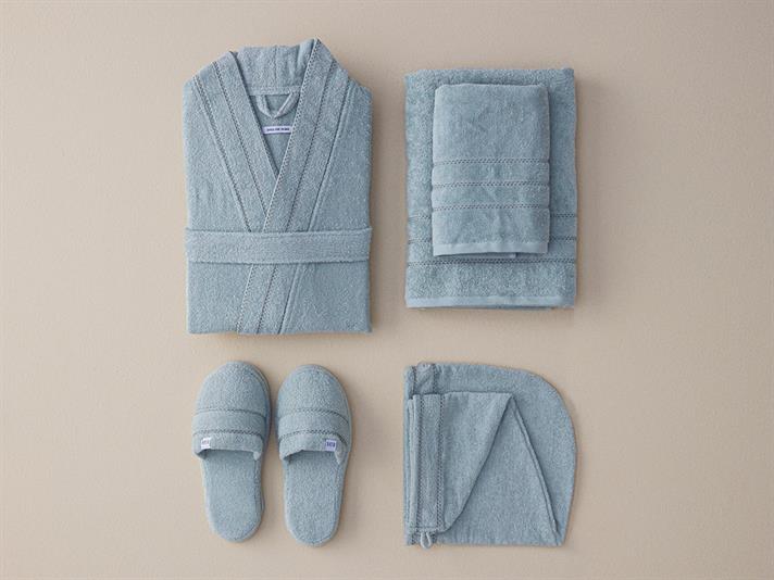Halat de baie, Soft, bumbac, L-XL, verde mentă