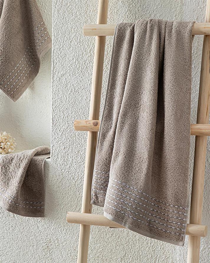 Soft Wave Cottony Bath Towel 70x140 cm Beige