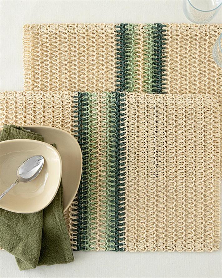 Softy Braid Paper 2 Set Place Mat 30x47 cm Green