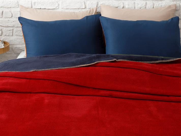 Softy Plat Double Pătură 200x220 cm Roșu - Bleumarin