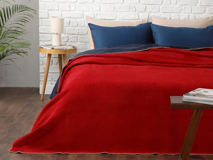 Softy Plat Double Pătură 200x220 cm Roșu - Bleumarin
