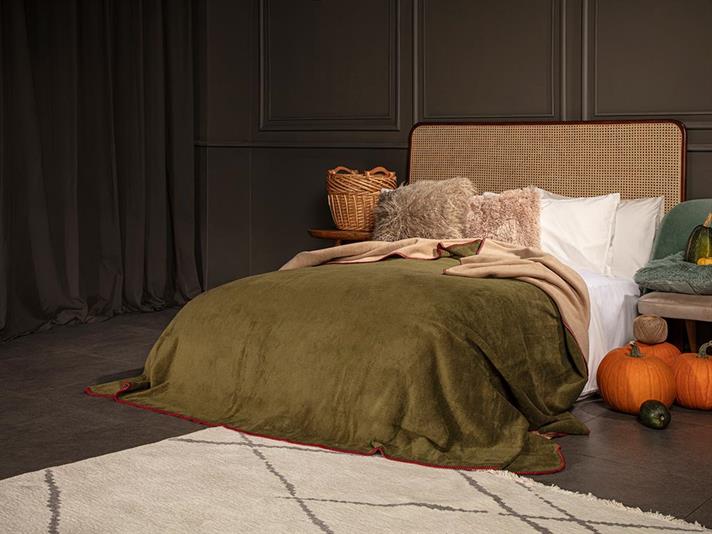 Softy Plat Double Pătură 200x220 cm Verde - Bej