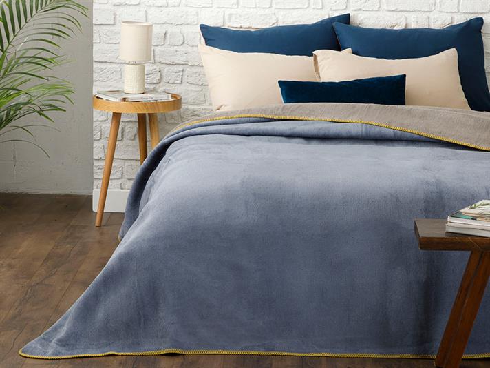 Softy Plat Single Pătură 150x200 cm Albastru - Gri