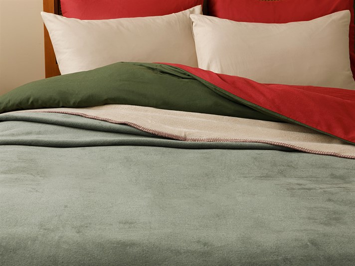 Softy Plat Double Pătură 200x220 cm Bej - Verde