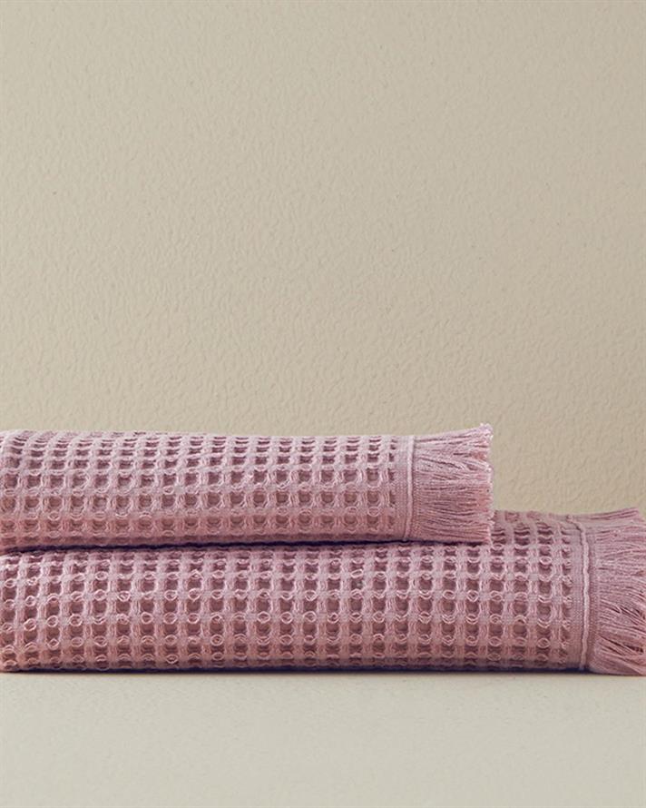 Sofya Cu Bumbac Waffle Prosop De Față 50x80 cm Culoarea Trandafirului Uscat.