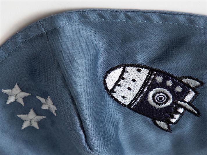 Space Cotton Fabric Kids Mask 4-12 Years İndigo