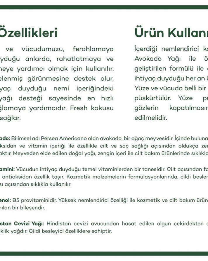 Spray fata si corp, Avocado Oil, 110 ml, verde