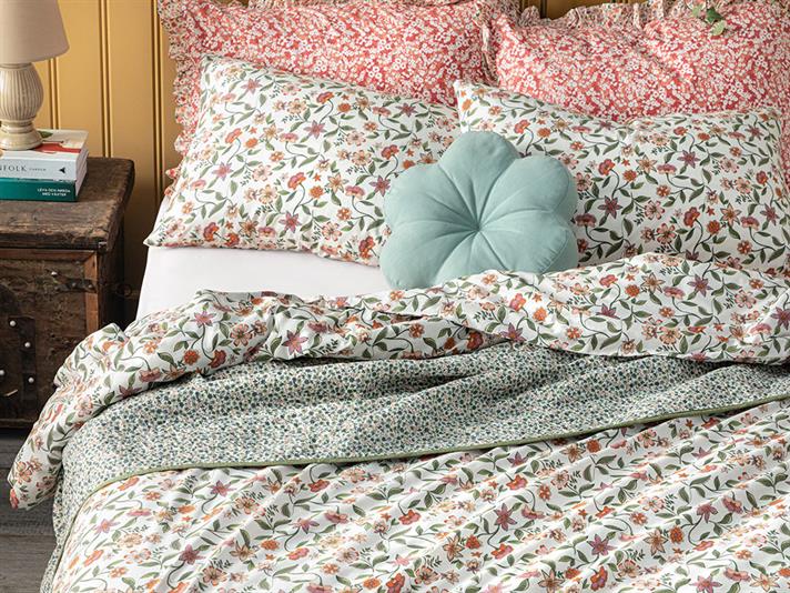 Spring Blossom Bumbac  King Size  SET LENJERIE DE PAT 240x220 cm Roz Deschis - Galben