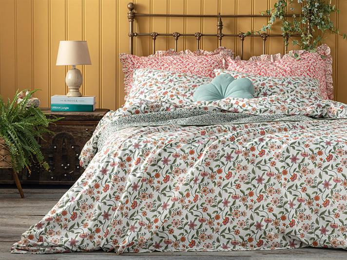 Spring Blossom Bumbac  King Size  SET LENJERIE DE PAT 240x220 cm Roz Deschis - Galben