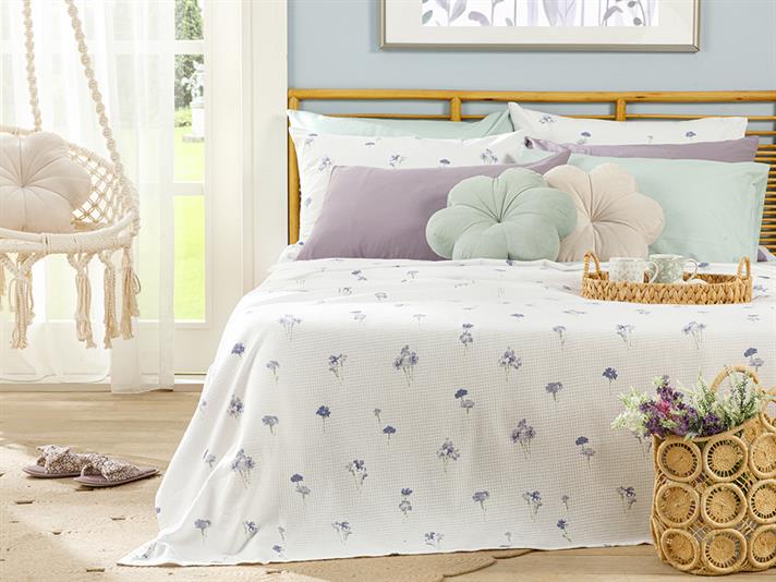SPRING FLOWERS  Cu imprimeu Double Person  CUVERTURĂ 200x220 cm Lila