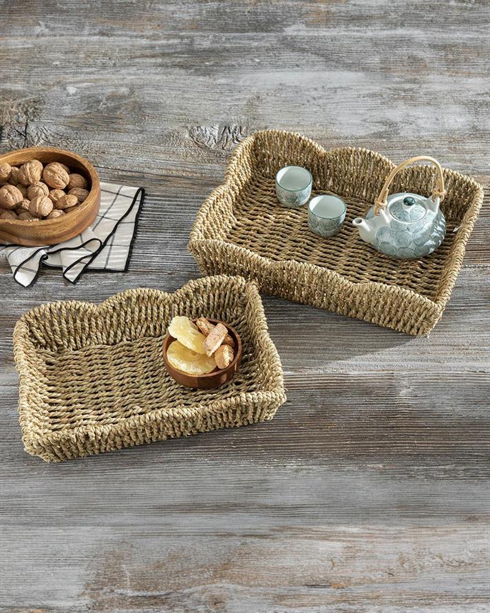Stacia Straw Tray 30x20x7,5 cm Brown