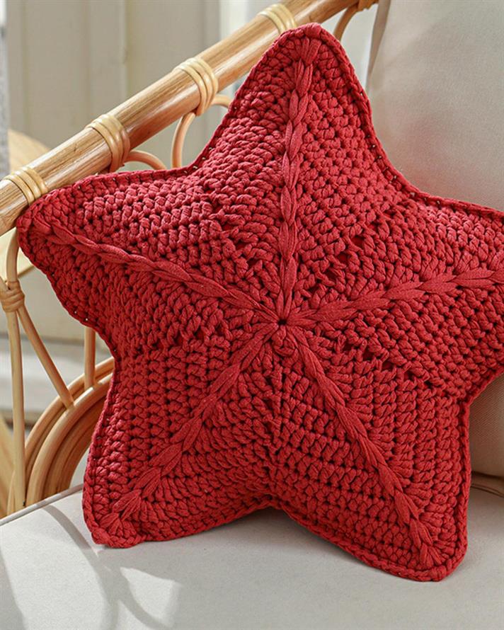 Star Pernă Decorativă, Tricotat, 50 Cm, Natural Auriu