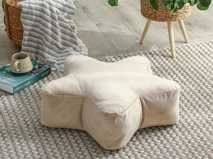Star Taburet, Catifea, 60*60 Cm, Gri Deschis