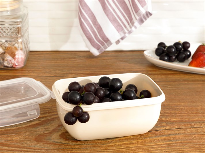 Stella Plastic Rectangular Storage Box 800 ml Cream