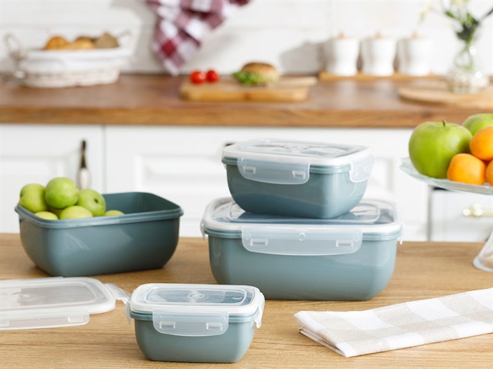 Stella Plastic Rectangular Storage Container 800 ml Dark Celadon