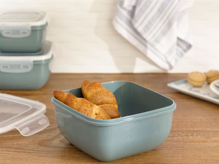 Stella Plastic Square Storage Box 1500 ml Dark Celadon