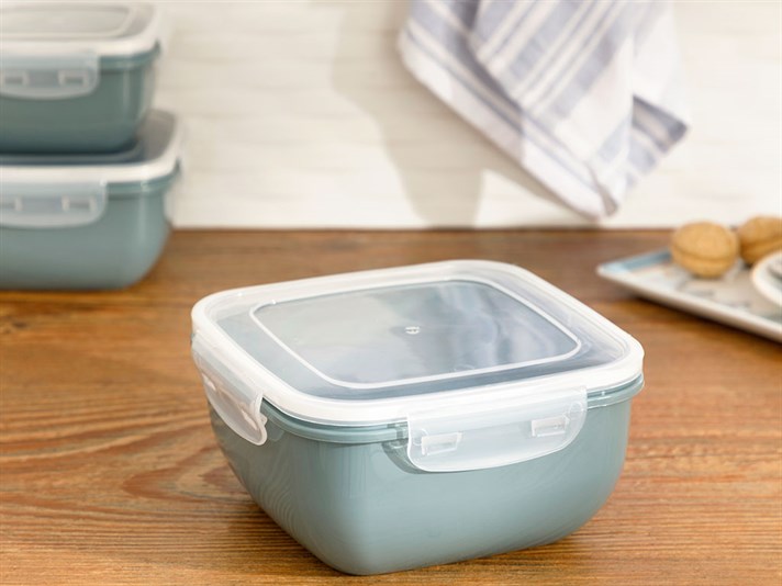 Stella Plastic Square Storage Box 1500 ml Dark Celadon