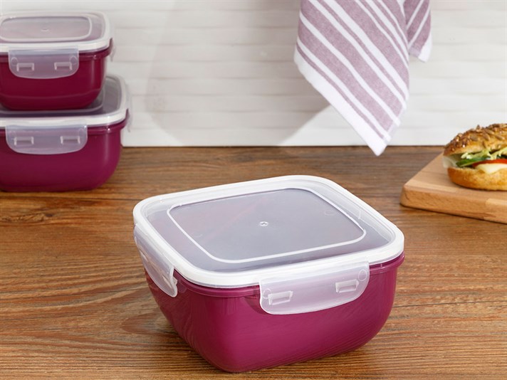 Stella Plastic Square Storage Box 1500 ml Purple