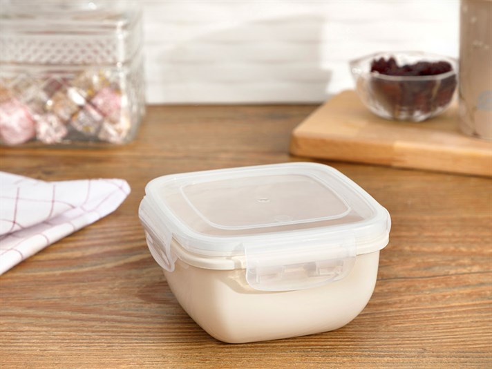 Stella Plastic Square Storage Box 500 ml Cream