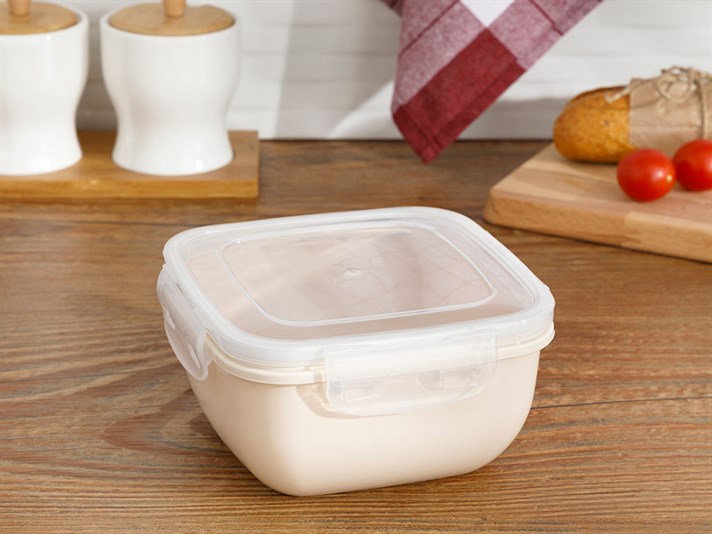 Stella Plastic Square Storage Box 900 ml Cream