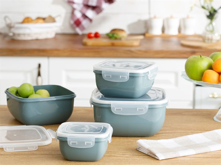 Stella Plastic Square Storage Box 900 ml Dark Celadon