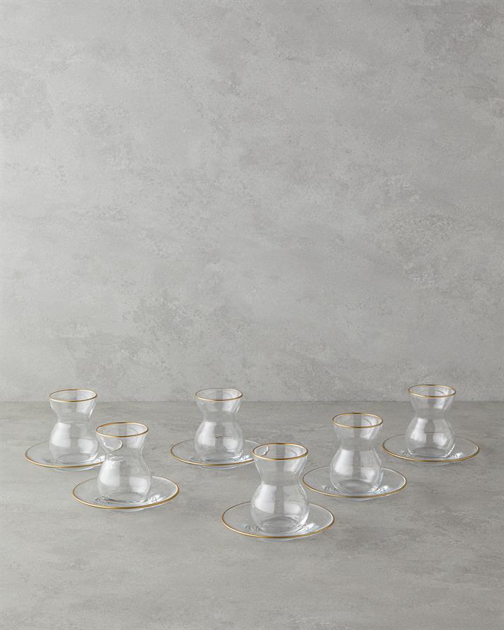 Stellar Sticlă 12 Piese 6 Persoane Serviciu Ceai 140 ml Gold