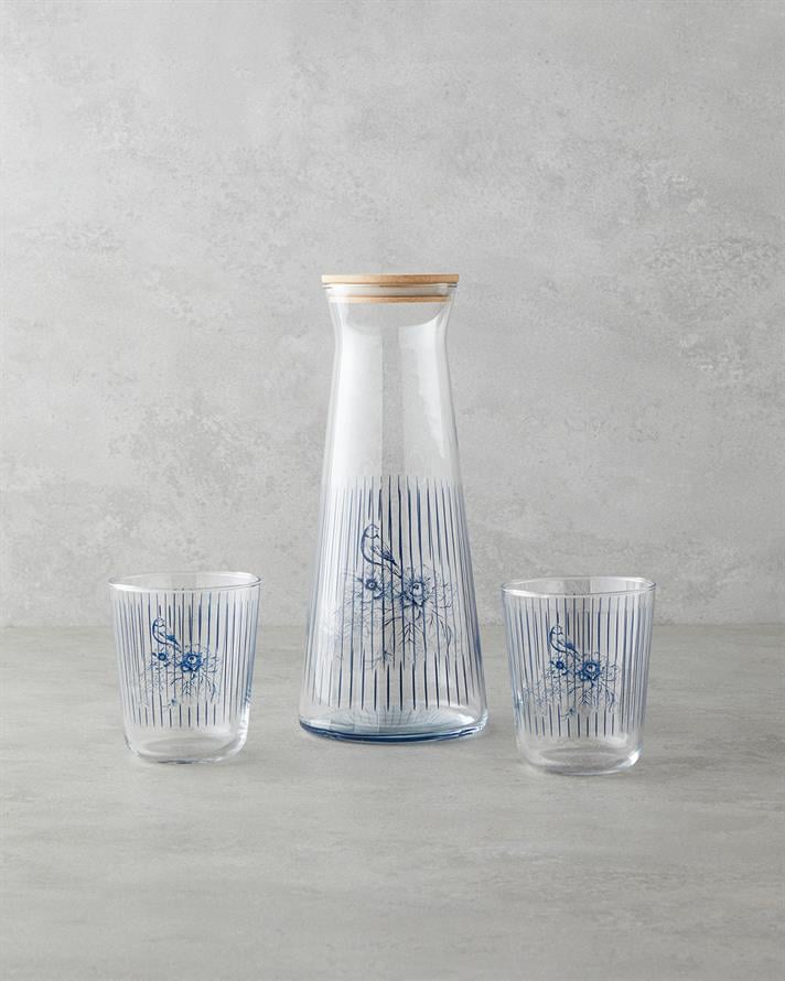 Edenic Sticlă 3 Piese Set Apă 1150 ml + 315 ml Bleumarin