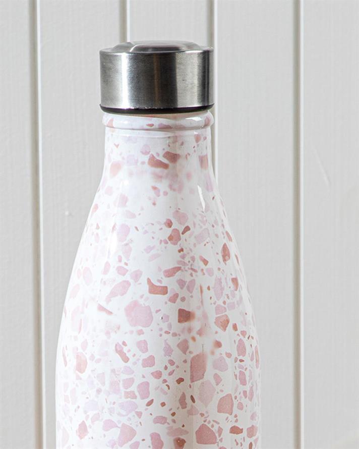 Sticlă apă, Floral, sticlă, 1000 ml, roz - alb