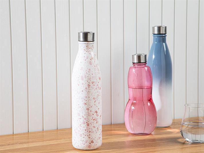 Sticlă apă, Nora, sticlă, 1000 ml, alb - bleu