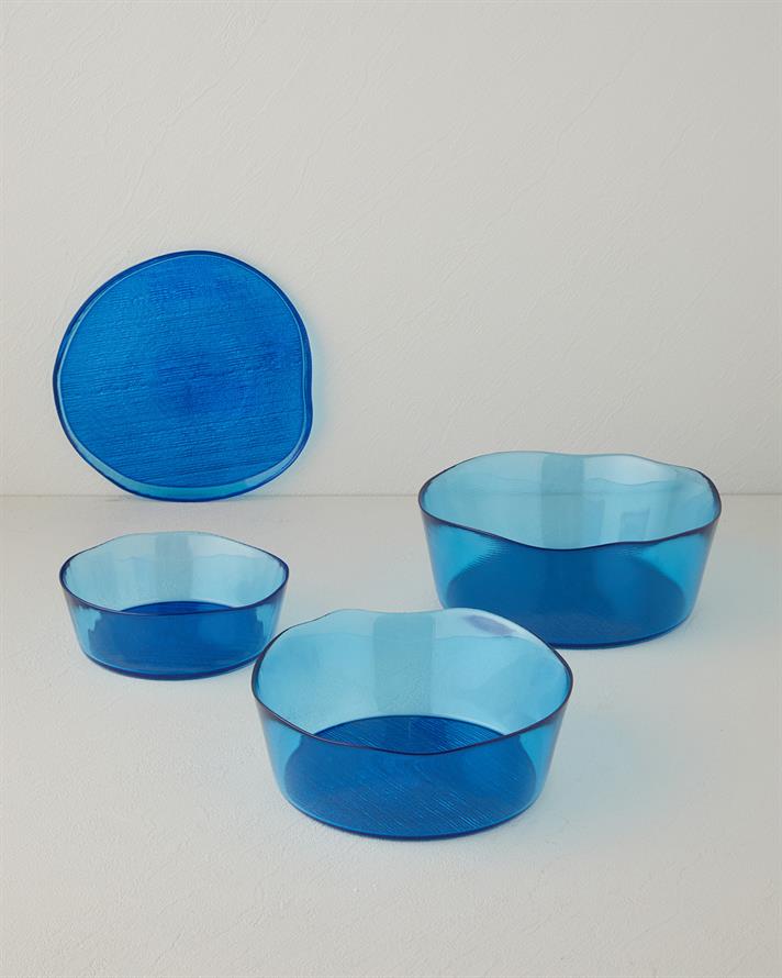 Bol, Coastal Charm, sticla, 16 cm, albastru