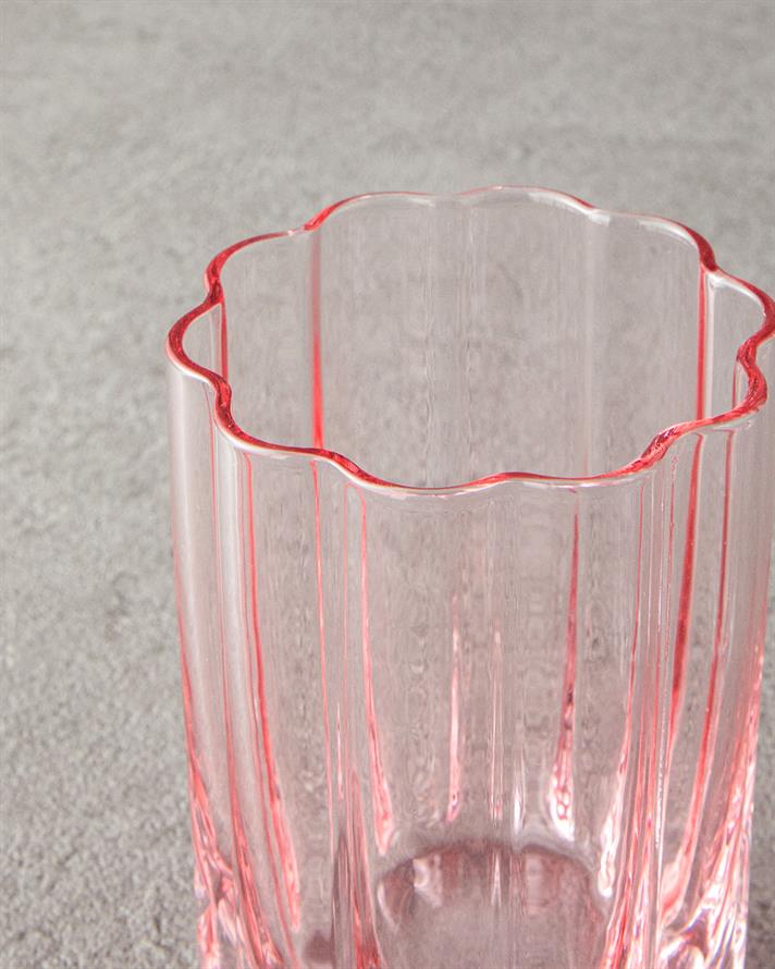 Set 2 pahare pentru apa/ sucuri, Flor Pura, sticla, 320 ml, roz pudra