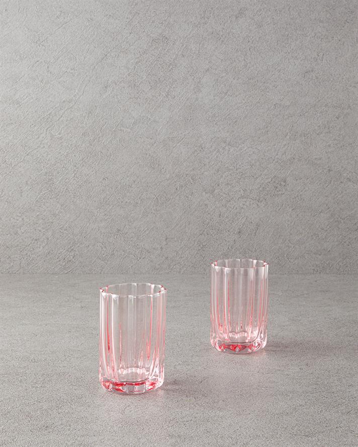 Set 2 pahare pentru apa/ sucuri, Flor Pura, sticla, 320 ml, roz pudra