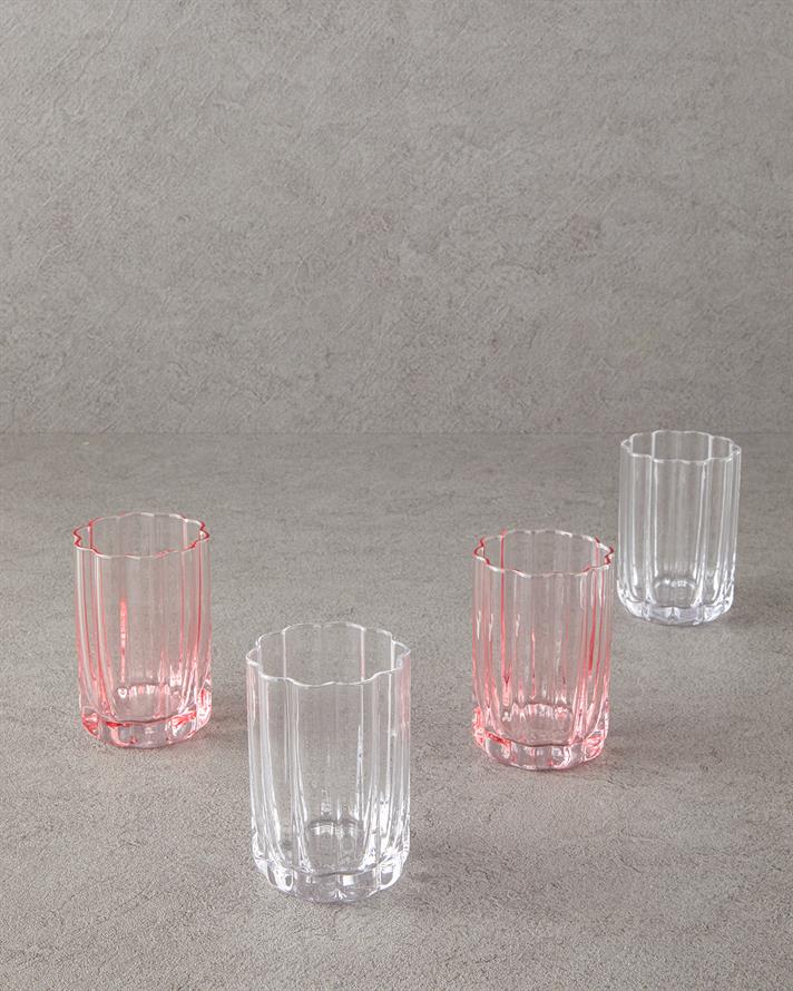 Set 2 pahare pentru apa/ sucuri, Flor Pura, sticla, 320 ml, roz pudra