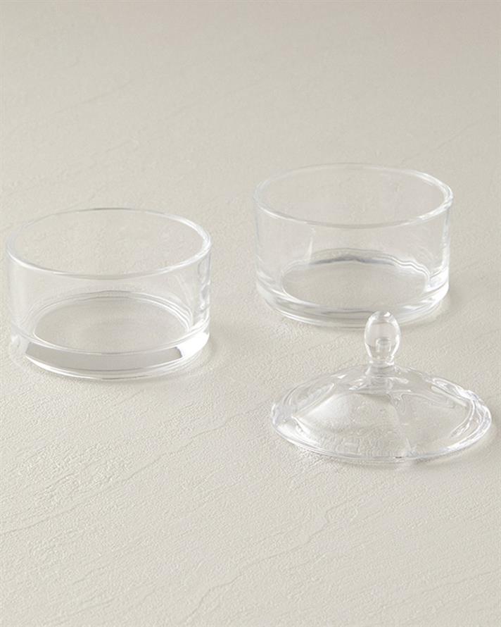 Set 2 recipiente depozitare alimente suprapuse cu capac, Present, sticla, 14 cm, transparent