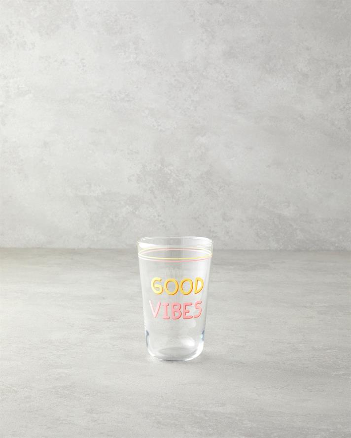Good Vibes Sticlă Cu 3 Piese Pahar 400 ml Roz