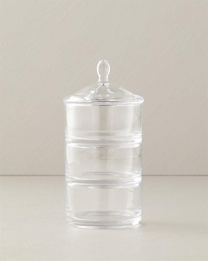 Glass 3 Set Storage Box Transparent