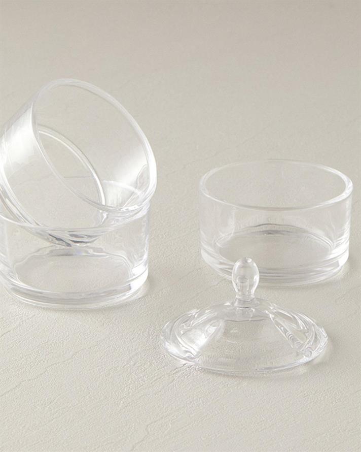 Glass 3 Set Storage Box Transparent