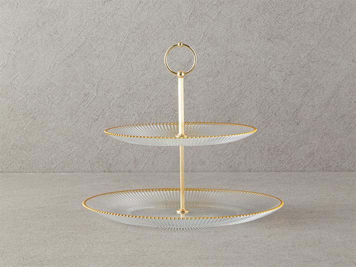 Graceful Shapes Sticlă Platouri De Servit Pe Niveluri 21+28 cm Gold