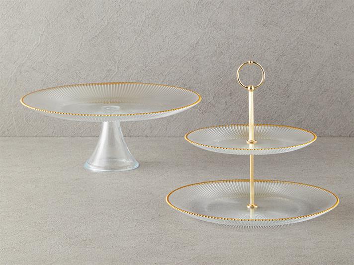 Graceful Shapes Sticlă Platouri De Servit Pe Niveluri 21+28 cm Gold
